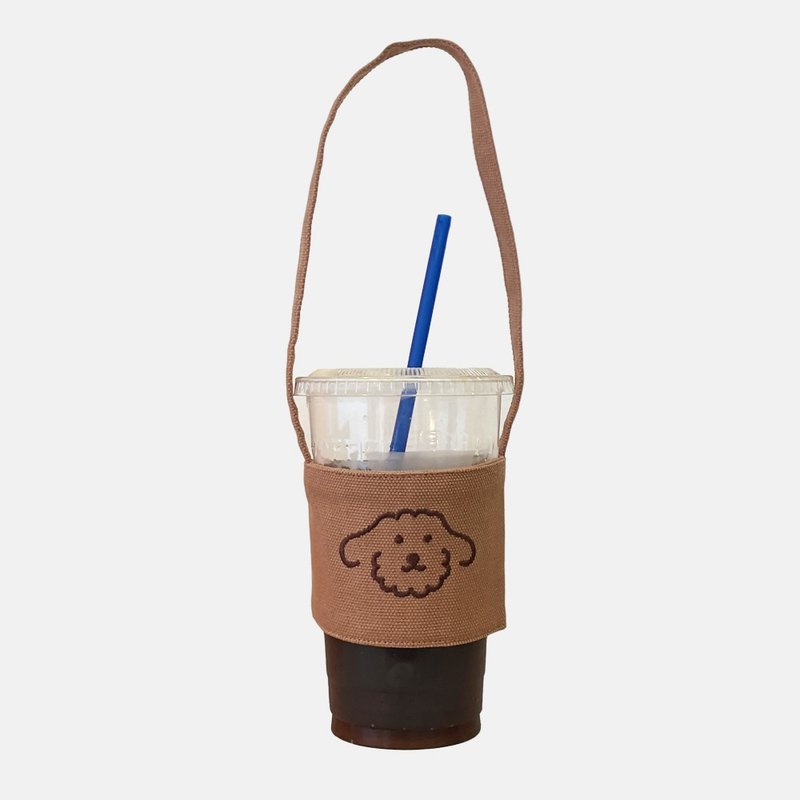 embroidery drink bag | Mori - อื่นๆ - ผ้าฝ้าย/ผ้าลินิน สีนำ้ตาล