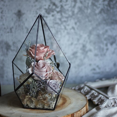 EROS 客製永生花玻璃罩盅 第凡內早餐玻璃屋 客製不凋玫瑰花花禮