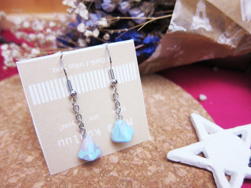 【クォーツピンクブルー -三角コーンピアス】 - ピアス・イヤリング - 陶器 ピンク