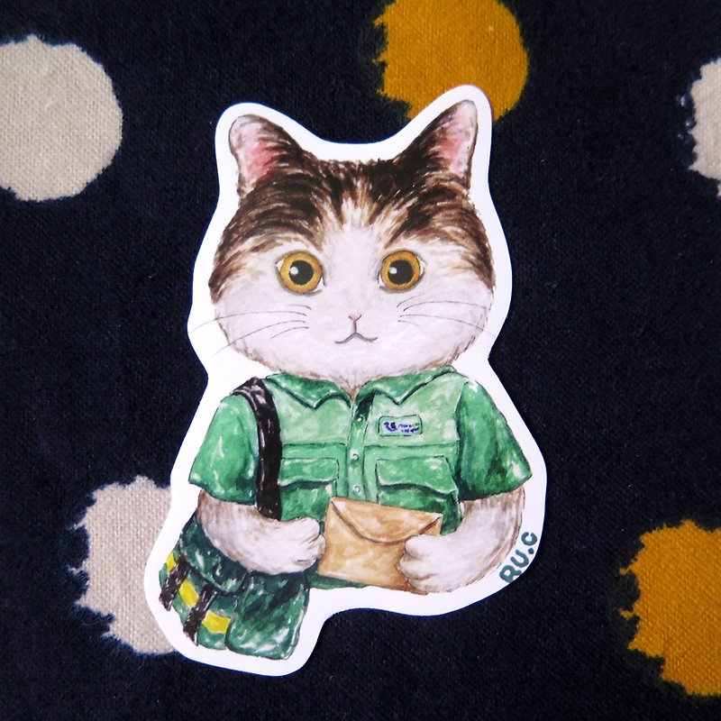 My wish: cat cat postman sticker - Stickers - Paper Multicolor
