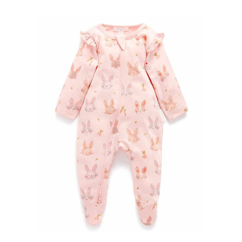 Australia Purebaby Organic Cotton Baby Foot Jumpsuit / Newborn Onesies Pink Rabbit - ชุดทั้งตัว - ผ้าฝ้าย/ผ้าลินิน 