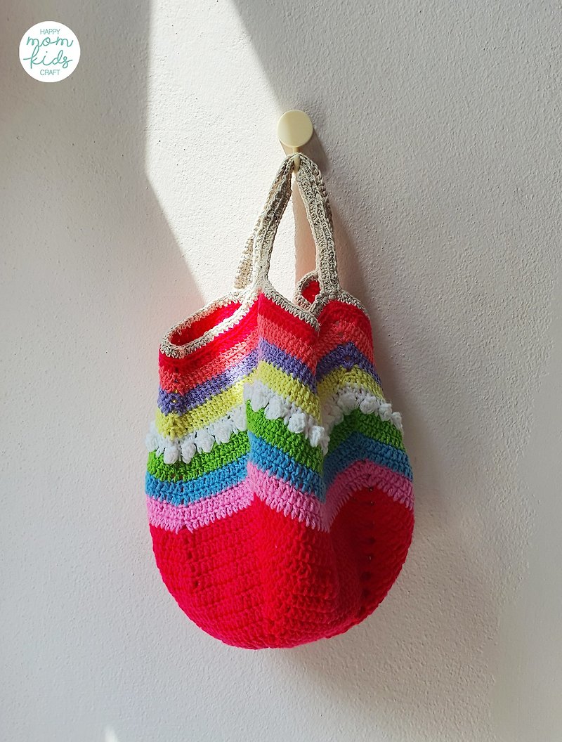 Cotton Colourful crochet bag - 手袋/手提袋 - 聚酯纖維 多色