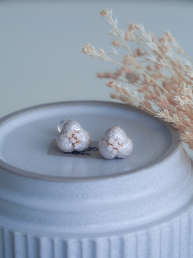 遺落的誓約 耳環 / 耳夾 - 耳環/耳夾/耳骨夾 - 植物．花 白色