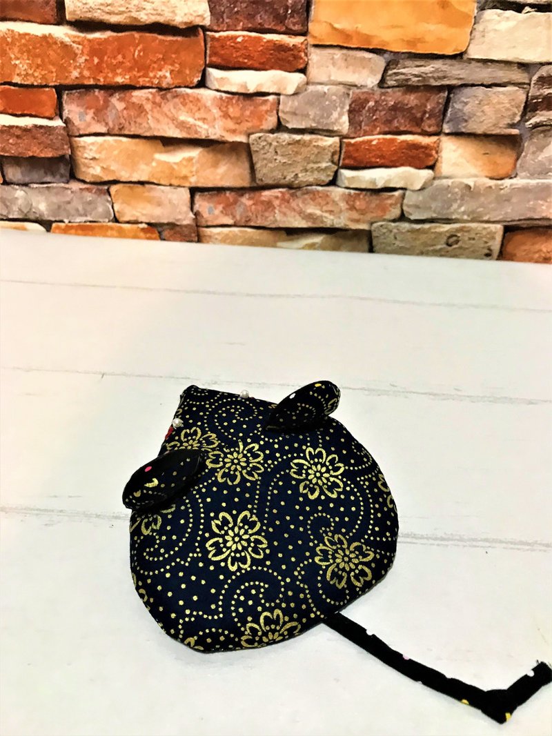 鼠年鼠來寶(深藍)燙金三角口金紅包袋~ - 零錢包/小錢包 - 棉．麻 