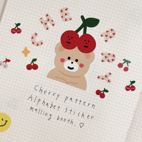 mallingbooth Taiwan 櫻桃印花 cherry pattern 字母貼紙 / 手工卡片 / 手帳素材
