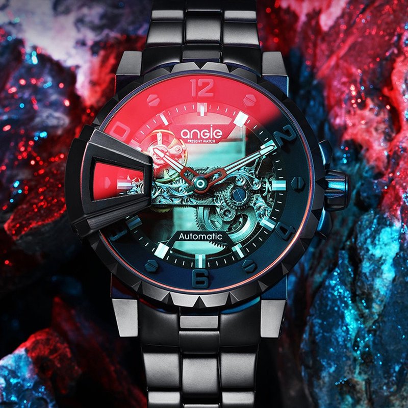 Queqiao Extraordinary Steel Strap Model Colorful Mirror Matte Black - นาฬิกาผู้ชาย - สแตนเลส 