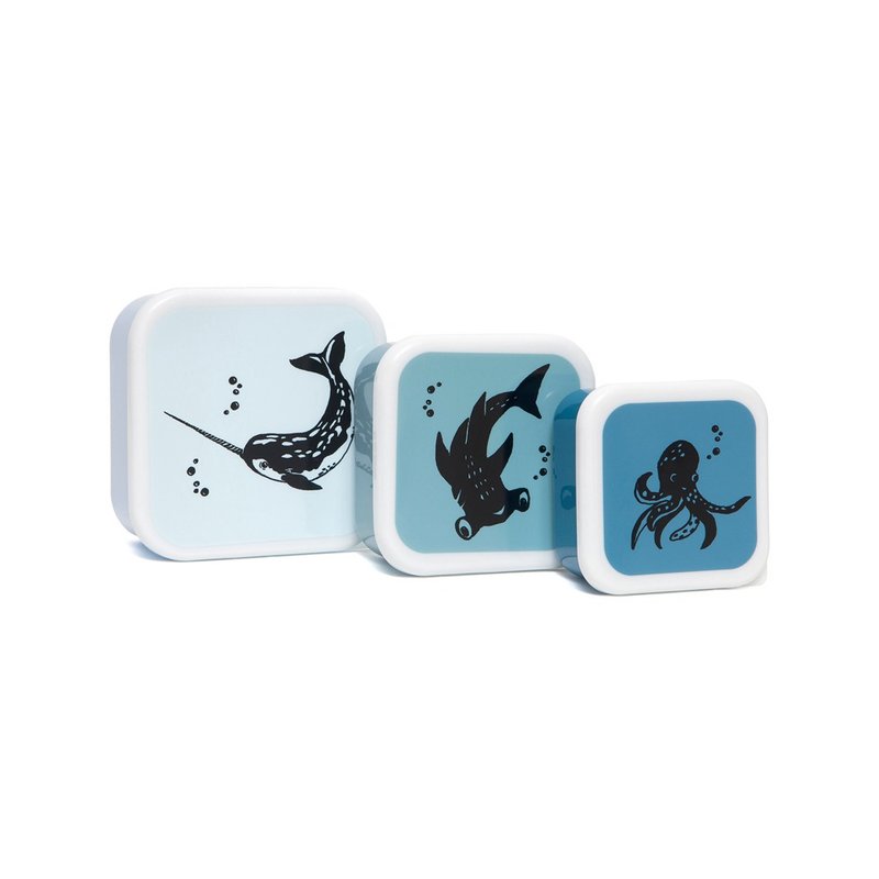 Dutch Petit Monkey snack box 3 into the group-tannin blue black and white animals - ชุดเดินป่า - พลาสติก 