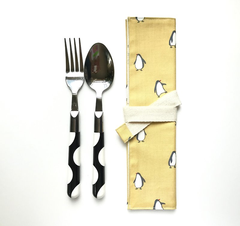 Cutlery Bag | Penguin | Yellow | ECO - อื่นๆ - ผ้าฝ้าย/ผ้าลินิน สีเหลือง