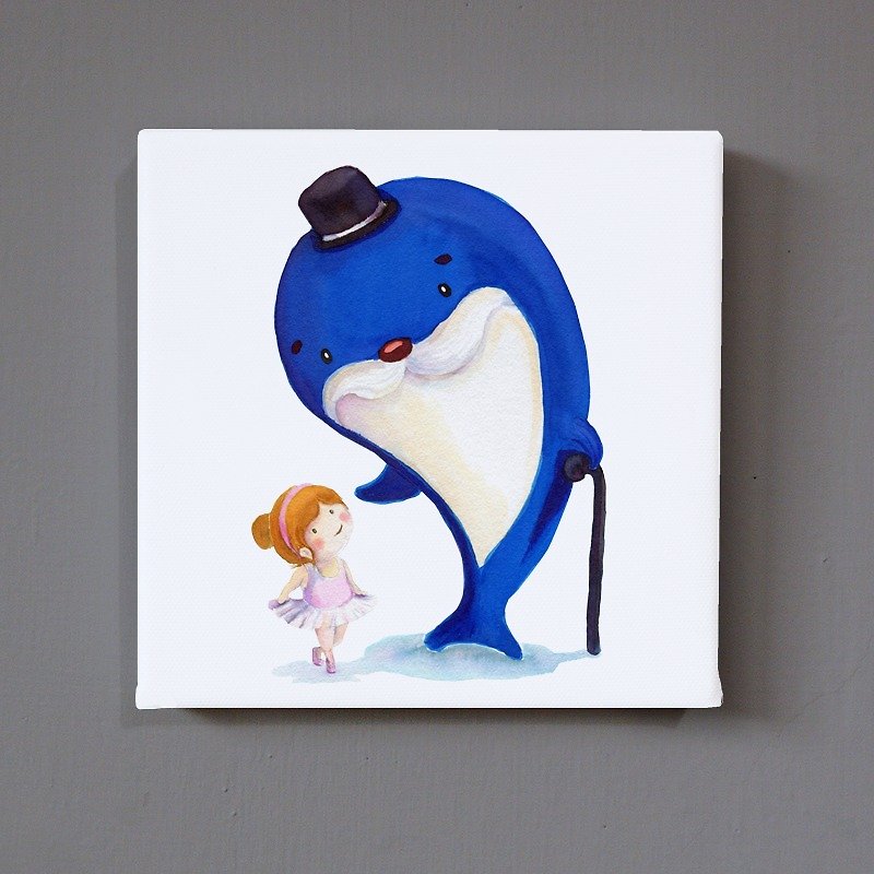 **9cm zoo hug series - Blue Whale-Love yourself** replica painting - Wall Décor - Waterproof Material 