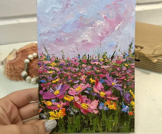 Original Miniature Acrylic Floral Painting