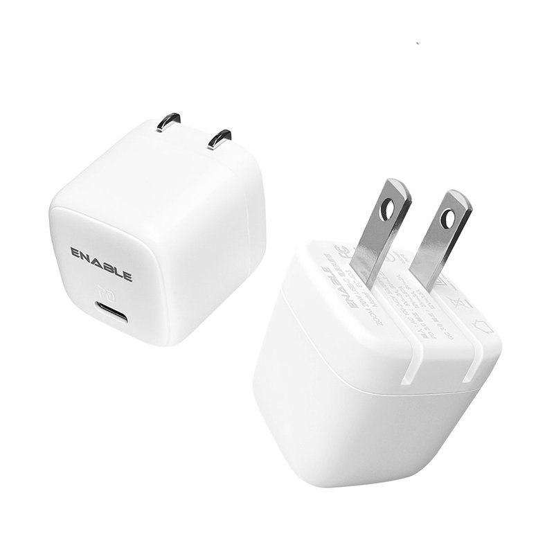 ENABLE 2年保固 ZOOM 20W GaN 氮化鎵 USB-C 可收折式電源供應器 - 行動電源/充電線 - 塑膠 白色