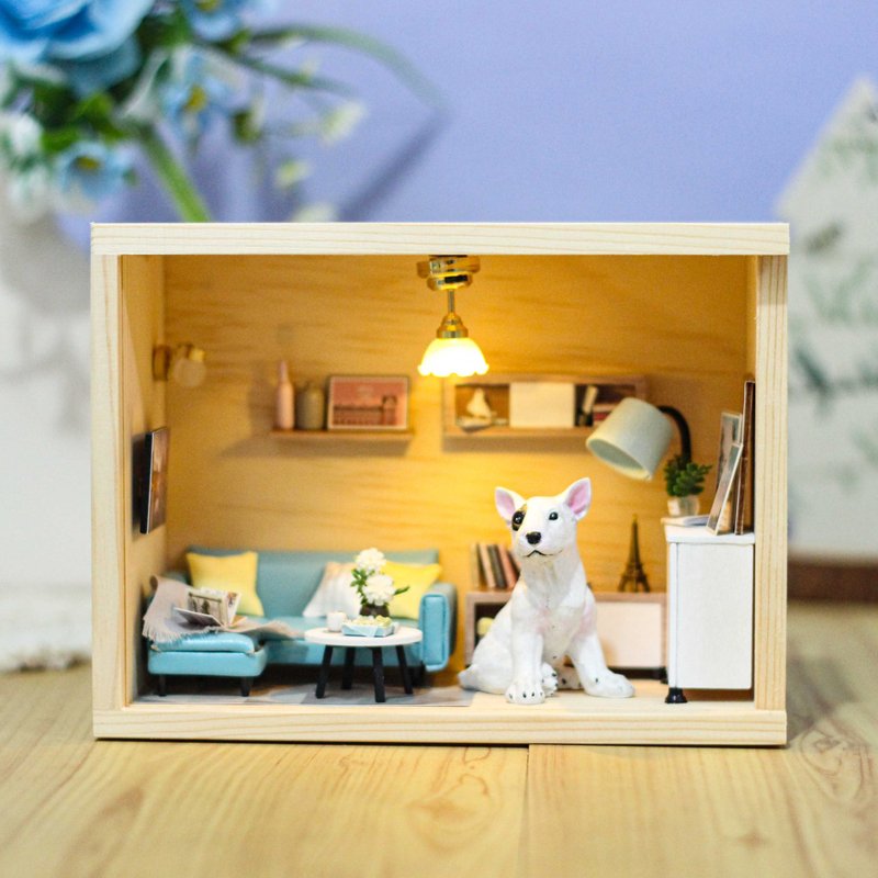 [Customized pet model] Bull Terrier Pocket House Blue Furry Baby Doll commemorative custom 7-8cm - ตุ๊กตา - วัสดุอื่นๆ 