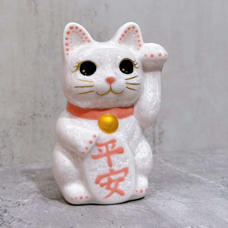 【喵佑祥瑞】日本清水燒招財貓 | 花結晶 桃 平安 左 特小 - 擺飾/家飾品 - 瓷 粉紅色