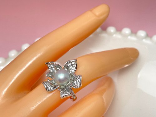 Athena珍珠設計 約瑟芬 天然海水珍珠 真多麻 滿鑲 戒指