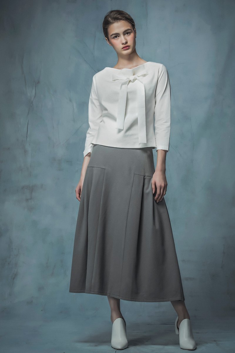 Off-season sale grey wool maxi dress - Skirts - Wool Gray