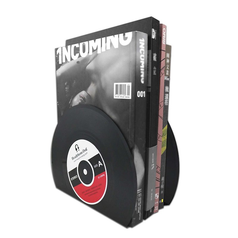 vinyl record bookends  (2pc) CD/DVD/Book Stand - Storage - Plastic Black