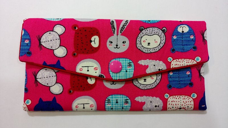 Lucky double red envelope bag / passbook storage bag (18 cute animals) - Wallets - Cotton & Hemp Pink