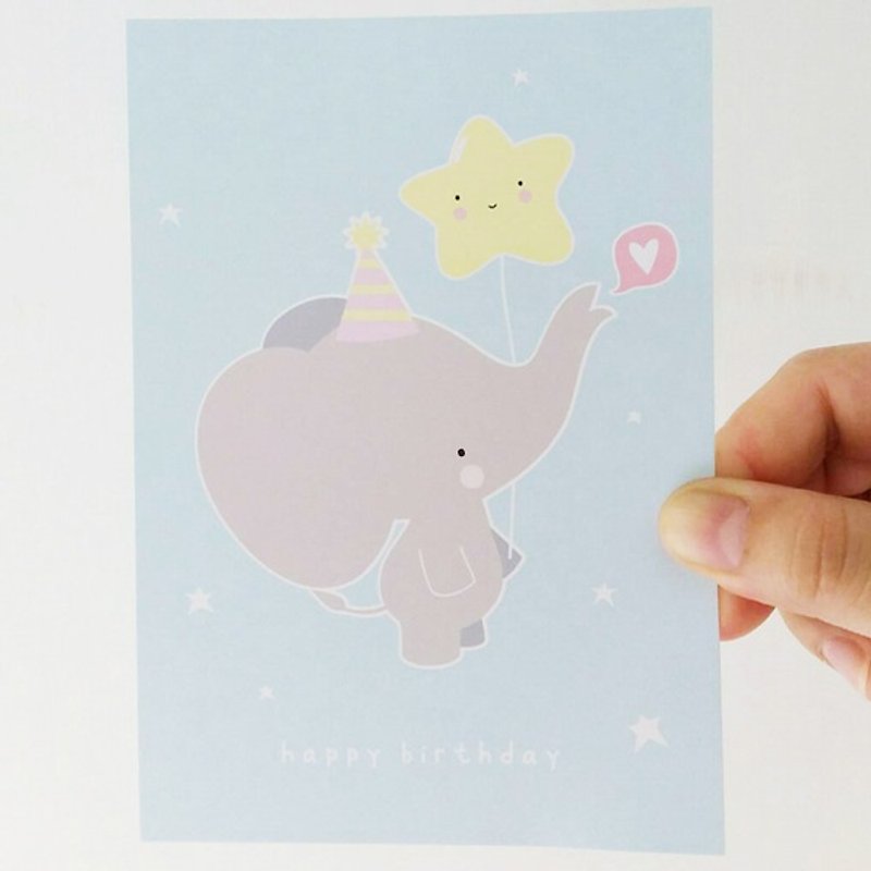 A Little Lovely Company in the Netherlands-Healing Cute Postcard-Happy Birthday Elephant - การ์ด/โปสการ์ด - กระดาษ 