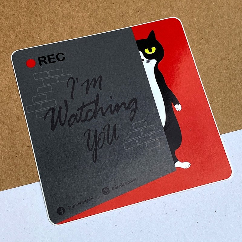 Watching Cat / Sticker - Stickers - Other Materials Red