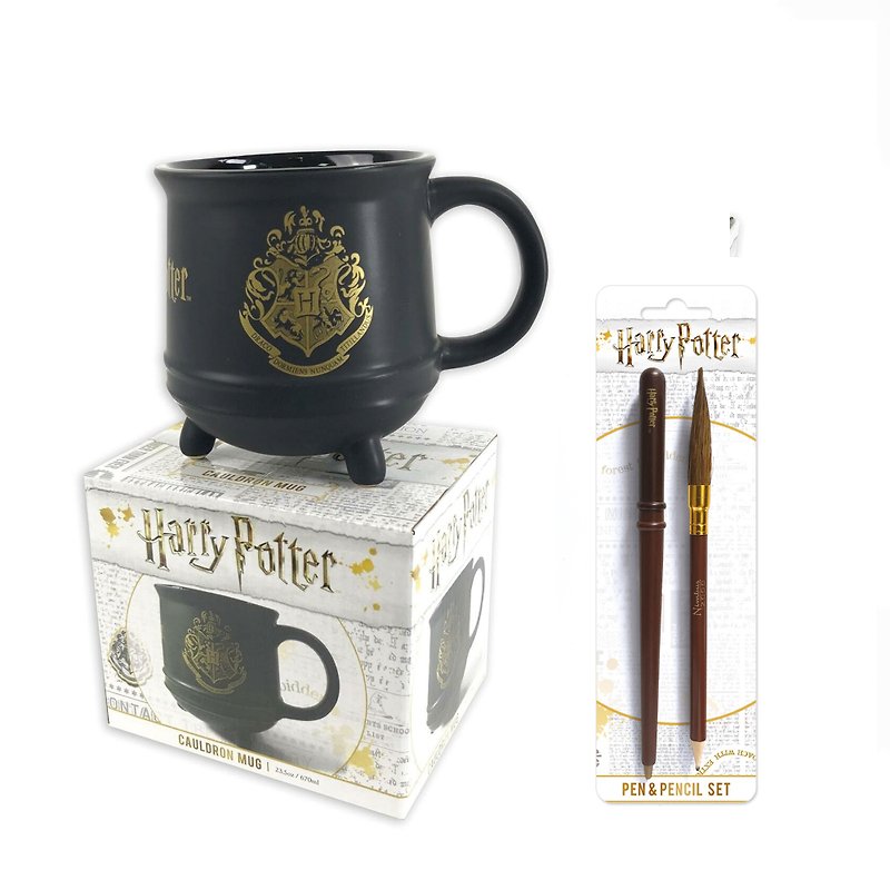 Harry Potter 3D Hogwarts Cauldron Ceramic Mug/Wand & Broom Pen and Pencil Set - แก้ว - วัสดุอื่นๆ สีดำ