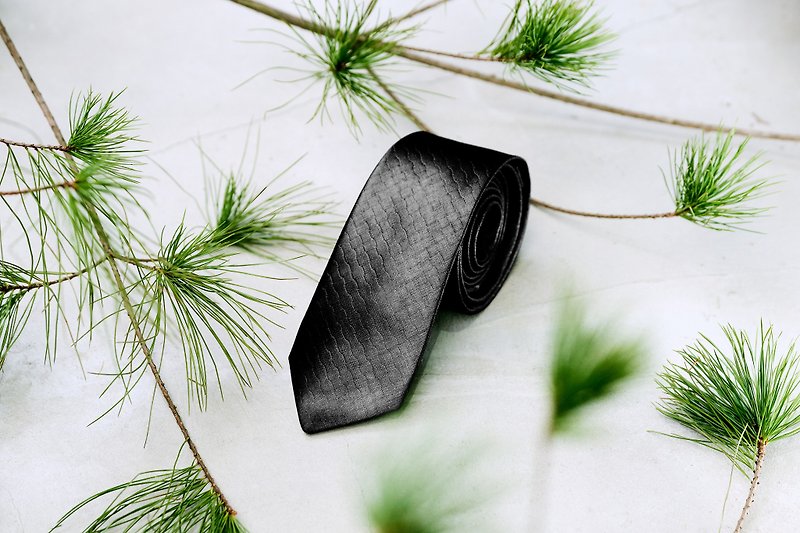 Braided bright black tie - เนคไท/ที่หนีบเนคไท - เส้นใยสังเคราะห์ สีดำ