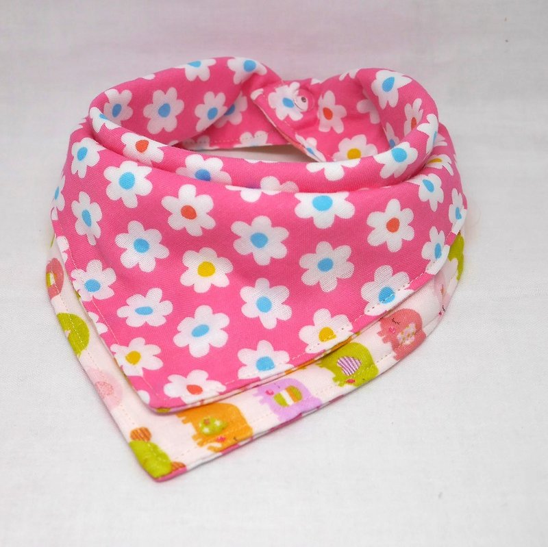 Japanese Handmade 6-layer-gauze Baby Bib - 口水肩/圍兜 - 棉．麻 粉紅色