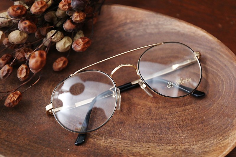 【バナナFlyin ']ヒッピーティーンエイジャーゴールドラウンドフレームラウンドフレーム刻まれたアンティークグラス - 眼鏡・フレーム - 金属 