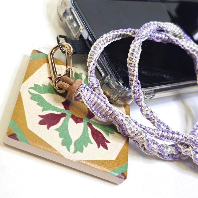 light purple with beige mobile rope, adjustable neck/rope dual-use-7 - Lanyards & Straps - Genuine Leather Green