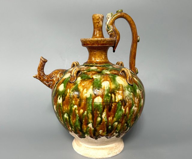 唐三彩龍柄四連純花瓶 - ショップ コレクター 置物 - Pinkoi