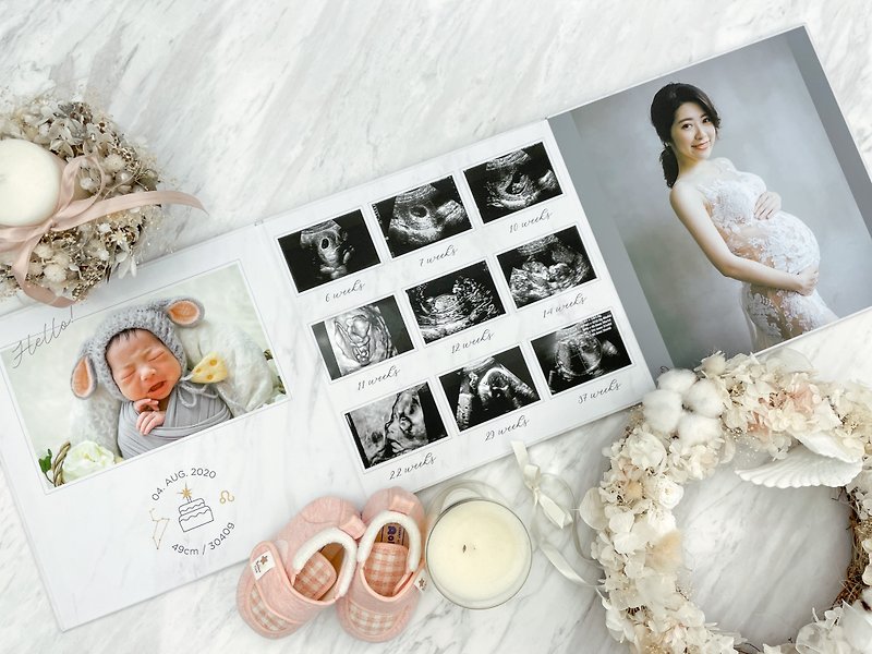 Temperament Stone-Pregnancy Baby Booklet | Pregnant Women's Newborn Photo/Ultrasound Photo | Tri-fold - Other - Paper Gray