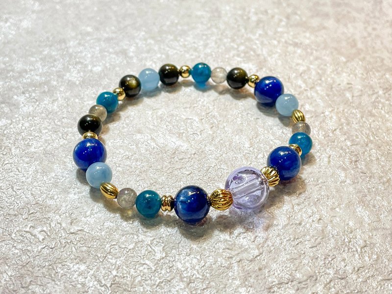 Sea color essential oil bracelet-increase insight. Strengthen expression and confidence. Brave - Bracelets - Jade Blue