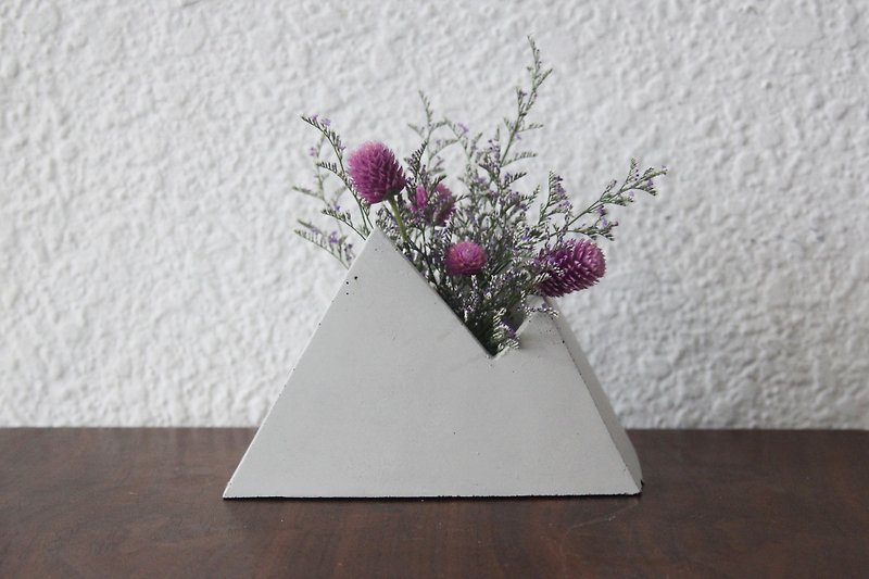 Mountain | Mountain-shaped geometric Cement pot flower device pen holder - เซรามิก - ปูน สีเทา