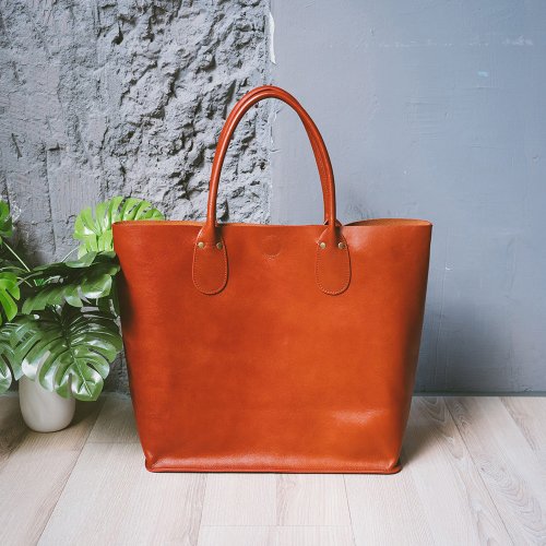 寇比手工皮件 Colbie Leather 經典真皮大容量托特包 6053 黃棕V