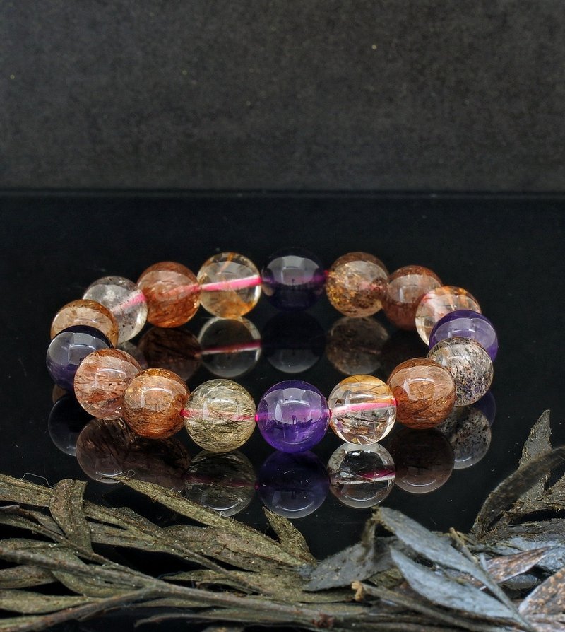 Blackcurrant Super 7 12mm Crystal Bracelet - สร้อยข้อมือ - คริสตัล 