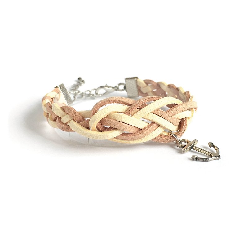 Handmade Braided Sailor Knot Bracelets - coffee &milk  - สร้อยข้อมือ - วัสดุอื่นๆ สีกากี