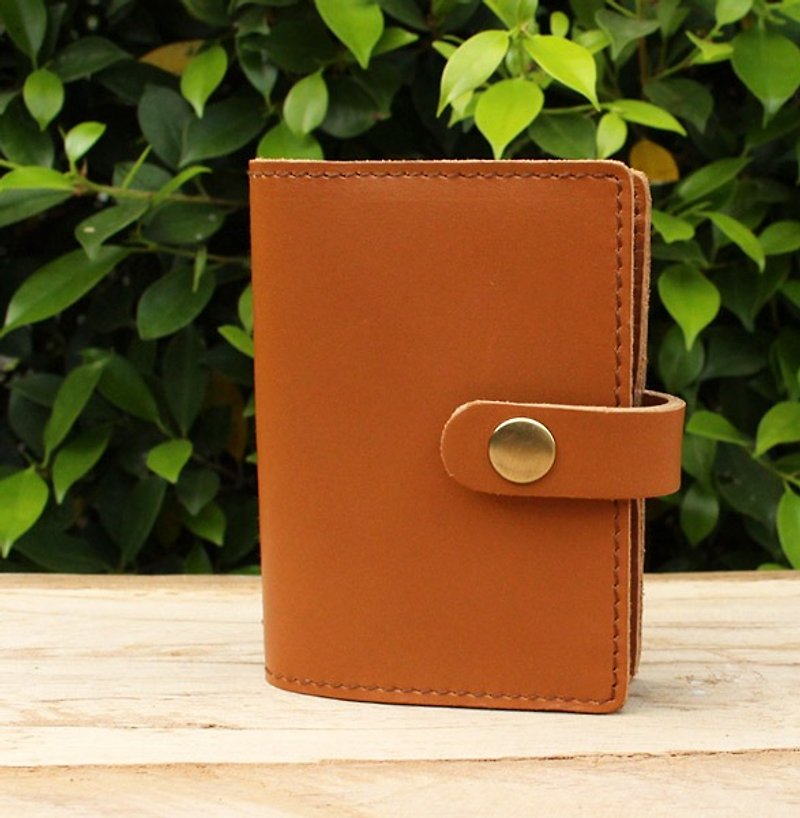 Card Holder - สีแทน Genuine Cow Leather / Card Case / 皮夾 - แฟ้ม - หนังแท้ 