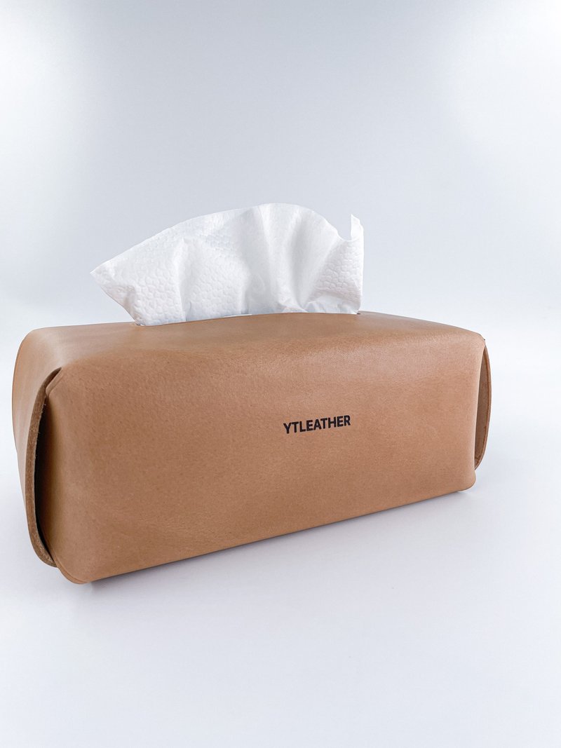 Genuine leather Tissue Box cover丨Customized name丨Handmade丨Vegetable tanned leather丨Texture life丨Christmas gift box - Tissue Boxes - Genuine Leather 