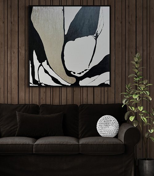 JuliaKotenkoArt Abstract black gold oil painting on canvas painting Wall Ar for Living room