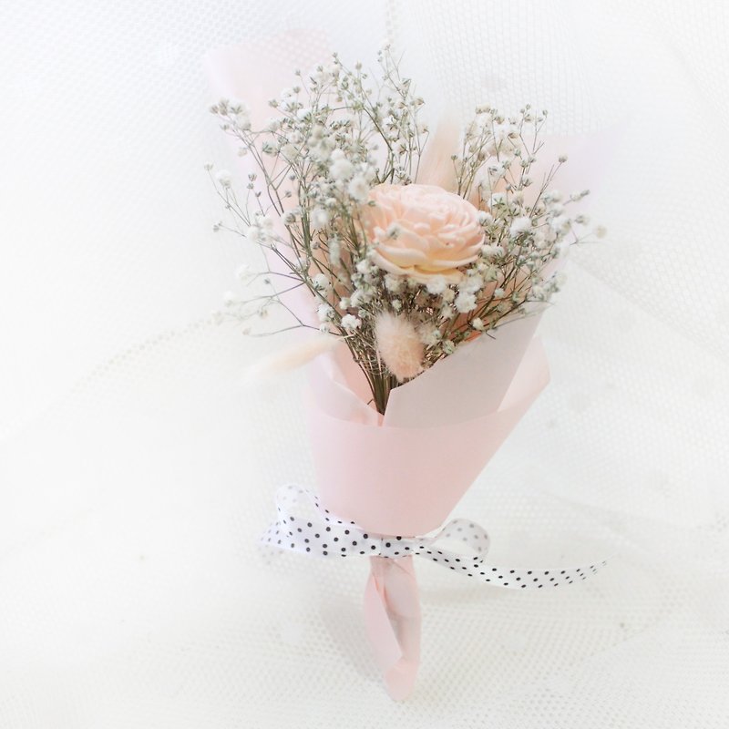 白い赤ちゃんの息の光ロマンチックなブーケ - ドライフラワー・ブーケ - 寄せ植え・花 ピンク