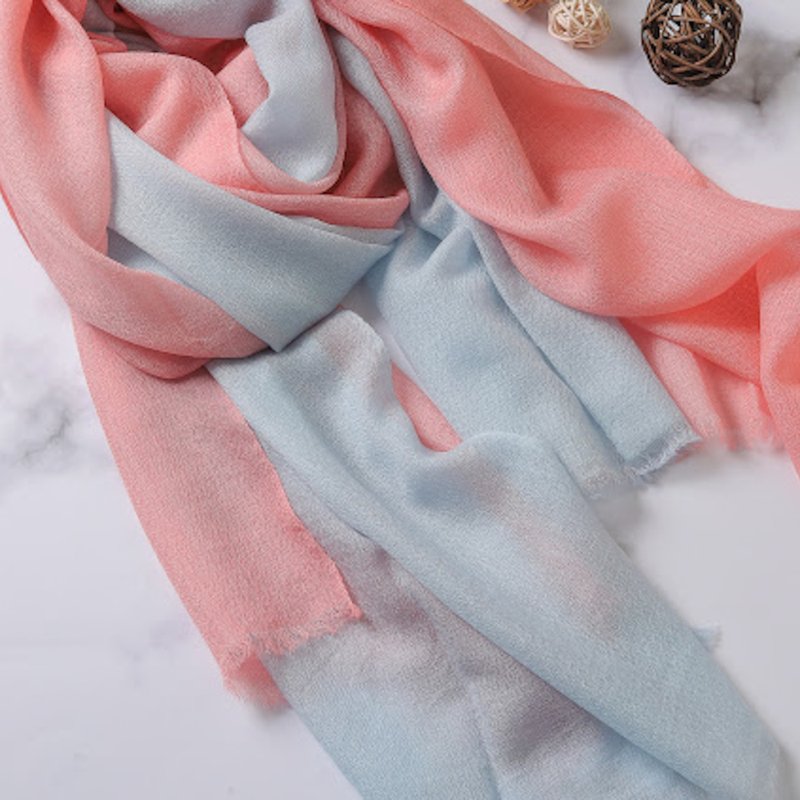 Cashmere cashmere scarf/shawl hand-dyed gradient ring velvet afternoon encounter suitable for all seasons - Knit Scarves & Wraps - Wool Pink