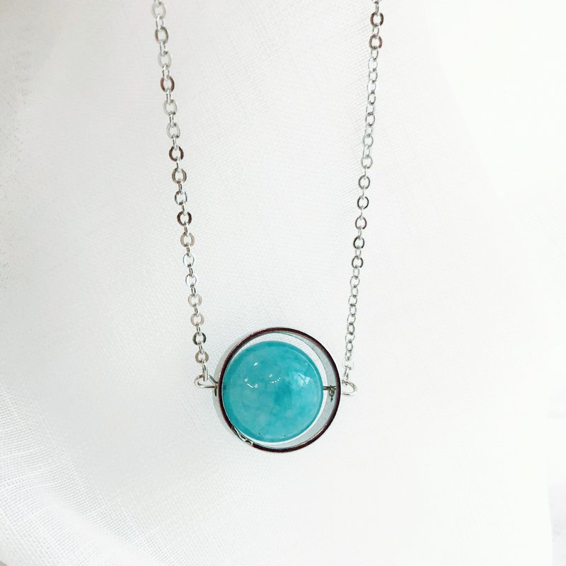Personalized Blue Crystal  BFF Necklace Birthday Wedding gift - สร้อยติดคอ - คริสตัล สีน้ำเงิน