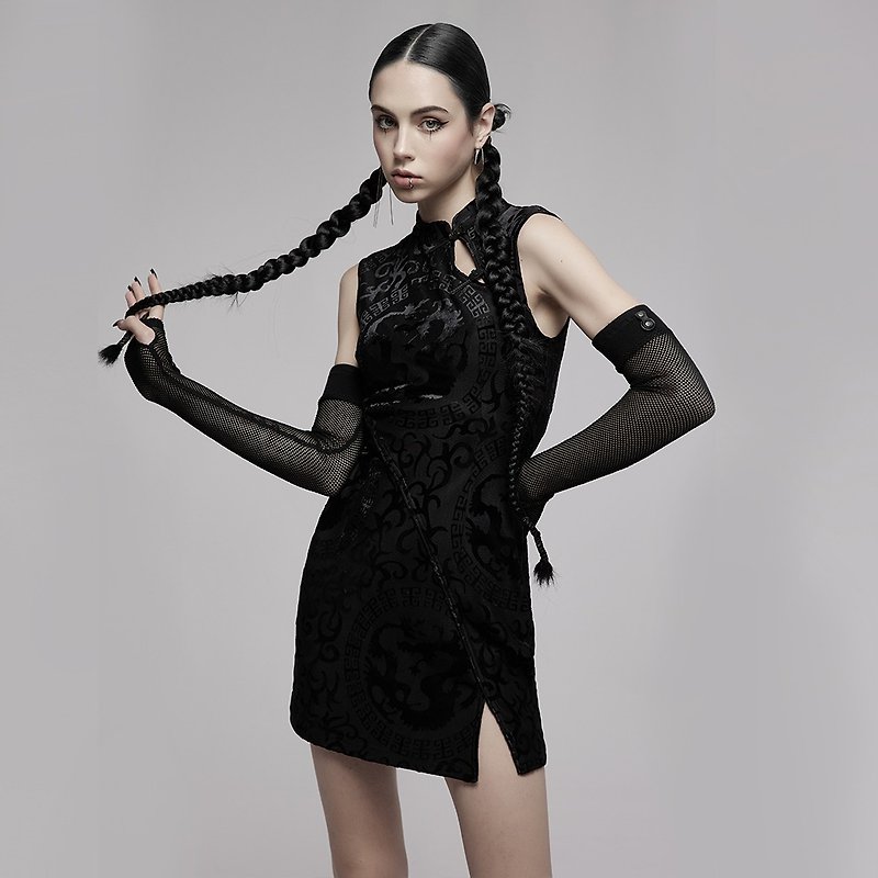 異教の不滅のトーテム ヒップカバー ドレス/改良されたチャイナドレス - チャイナドレス - その他の素材 ブラック