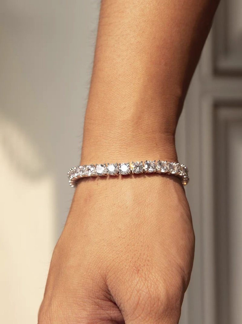 Wbj 5mm Tennis Bracelet Full Diamond Bracelet Bracelet - สร้อยข้อมือ - เครื่องเพชรพลอย สีเงิน