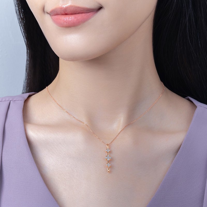 Jinghua Diamond Necklace Pendant 18K Rose Gold Total 0.30 Carat Love Series - Necklaces - Diamond 