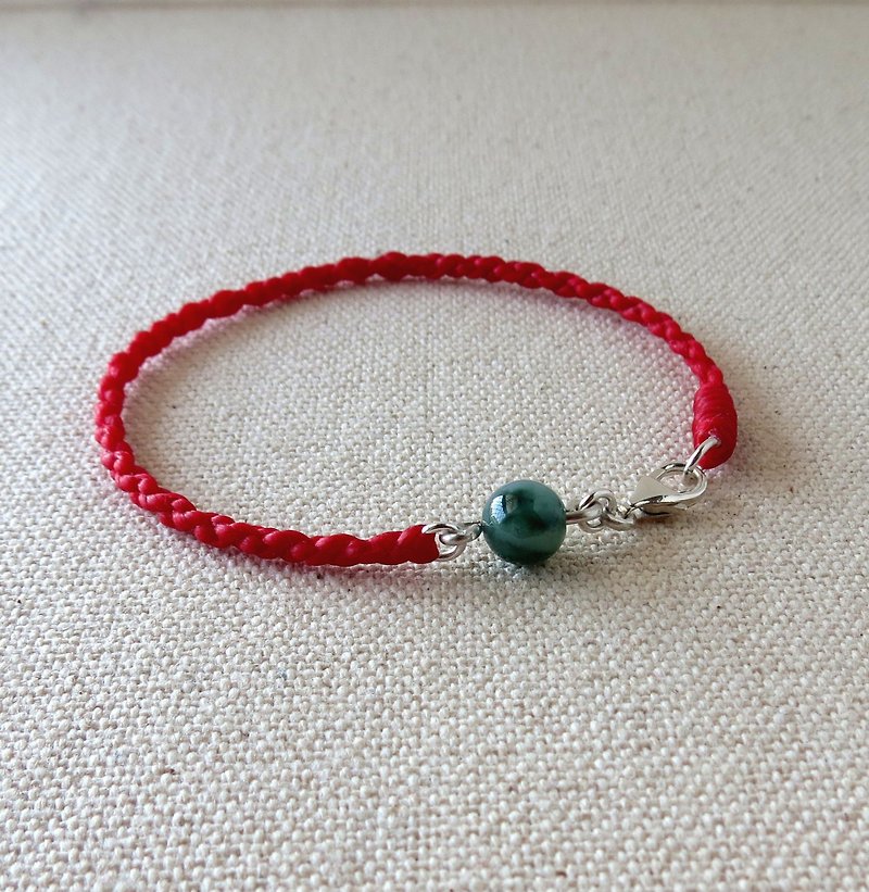 The birth year*糯 ice species floating flower jade*silk wax line bracelet * [four shares] ~ lucky, evil spirits - Bracelets - Gemstone Red