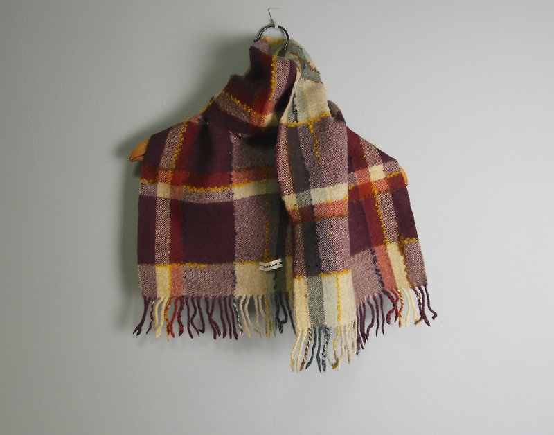FOAK vintage Nicole Club pure wool red checked scarf - Scarves - Wool 