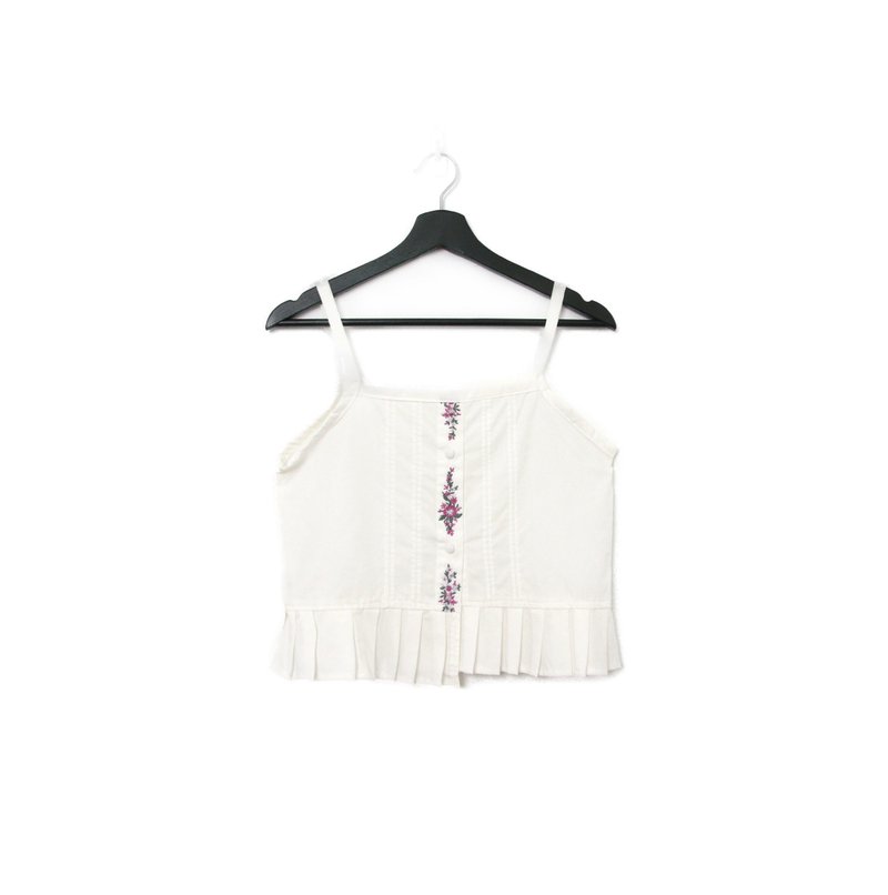 Back to Green-再製刺繡背心 紫花盛開  sv-08 /vintage vest - 背心/無袖上衣 - 棉．麻 