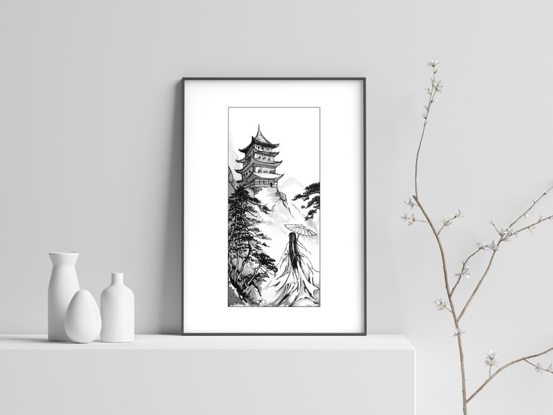 印刷可能なアートクラウドリセス/自宅で印刷/アーティストから直接 - 似顔絵・イラスト・挿絵 - その他の素材 