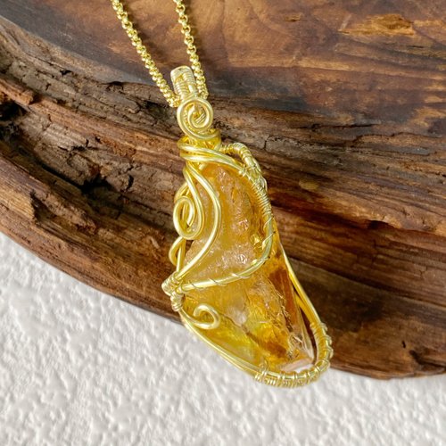 微光手作 【招財黃水晶】手工編織水晶項鍊 / 可客製掛飾