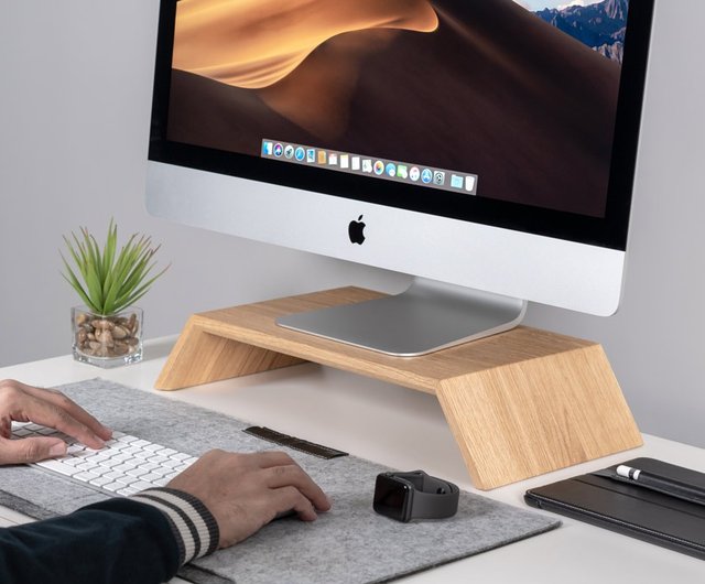 OAK iMac スタンド、モニターライザー、木製モニターデスクスタンド